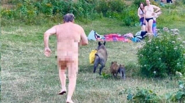 裸体有理！德国男子裸追野猪画面火遍全世界-1.jpg