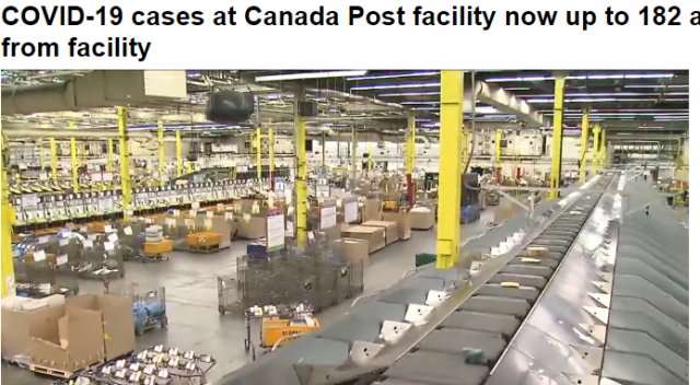 Canada Post处理中心182人确诊 国际邮件暂停-1.png