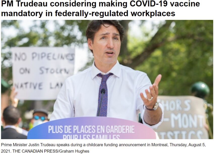 加拿大总理特鲁多 正在考虑强制联邦雇员接种疫苗-1.jpg
