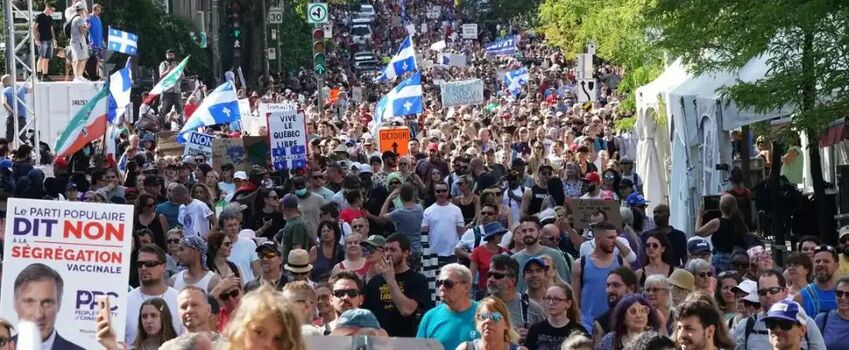 魁省今增433例！蒙特利尔市中心今天数千人游行示威-2.jpg