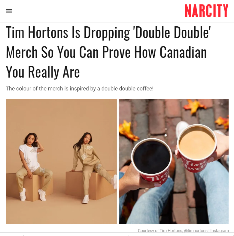 加拿大国民咖啡潮服？Tim Hortons推出Double Double奶咖系列服饰！-1.png