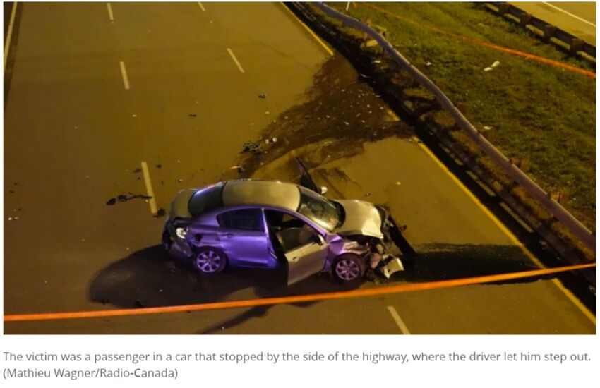 蒙特利尔北Laval一名男子在高速路上停车小便 被当场撞死-1.jpg