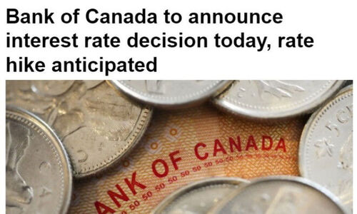 加拿大央行今日公布利率决定，普遍预期会加息