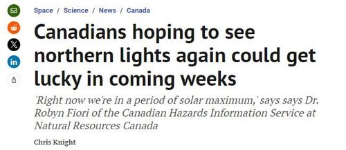 加拿大极光爆发,马上到达顶峰 未来几周奇观再现