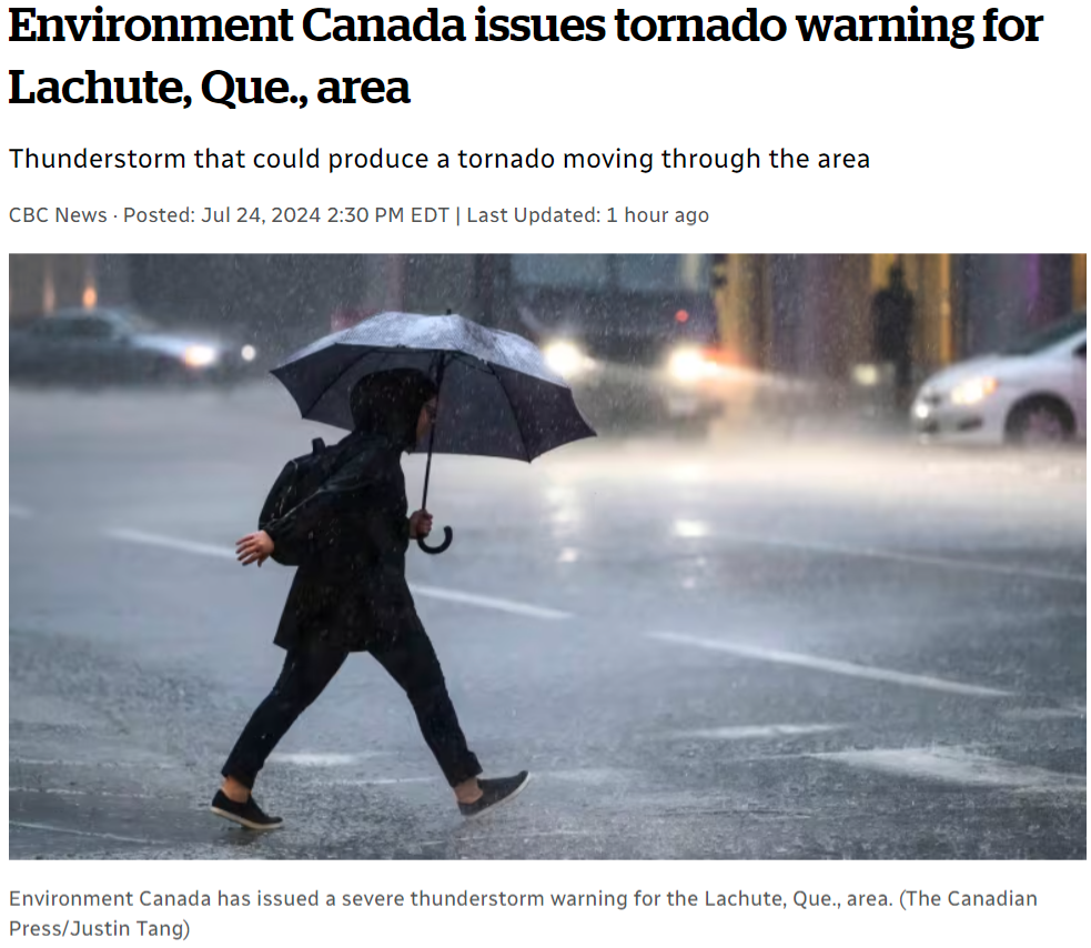 警惕！蒙特利尔等魁省多地严重雷暴 龙卷风警报