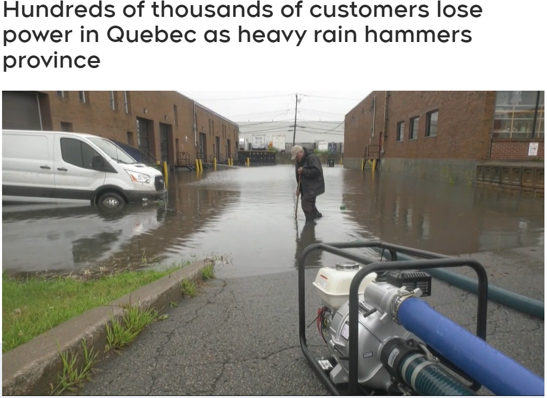 蒙特利尔降雨量破纪录！近50万户断电 道路地下室被淹！南岸饮用水警告！这里宣布进入 ...