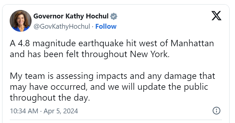 纽约突发罕见地震 蒙特利尔等加拿大多地都有震感 你感觉到了吗？ ...