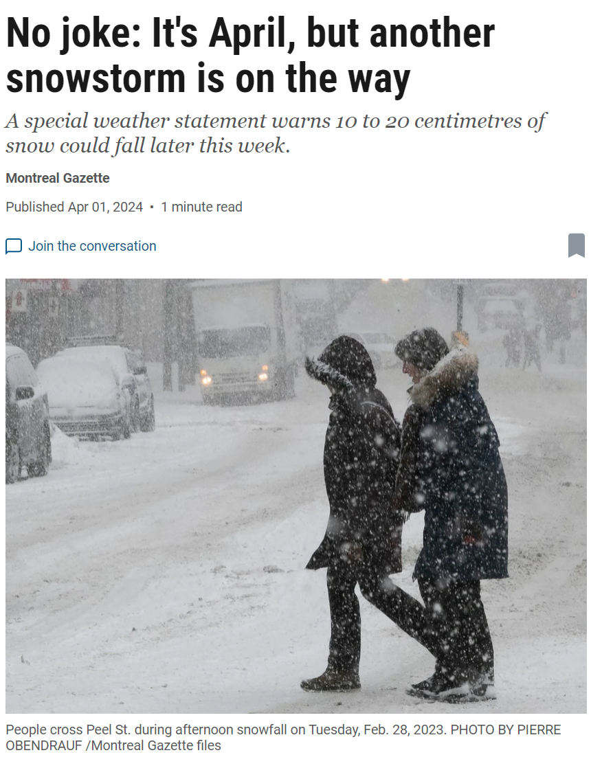 不是玩笑！出行注意！蒙特利尔又一场暴风雪正在路上...