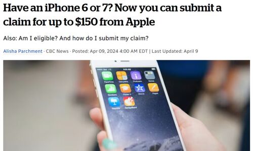 最高可获0！有这些iPhone手机吗？加拿大用户可向苹果申请赔偿金 ... ...
