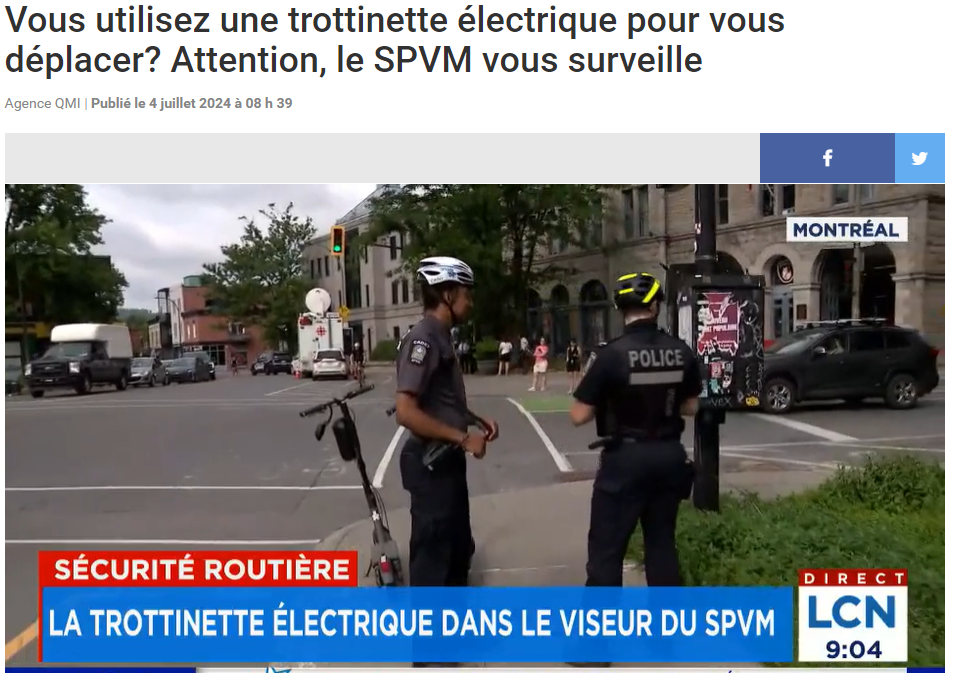 小心！蒙特利尔警方正在街头监控 这些道路使用者