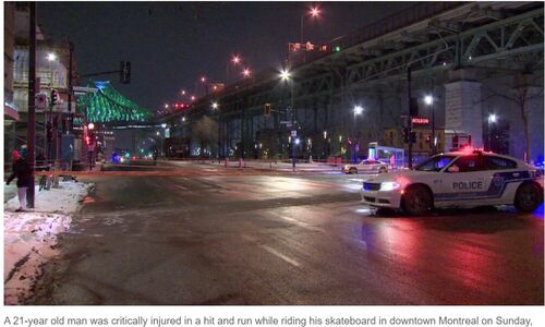 蒙特利尔市中心一名男子被车撞身亡 司机逃逸