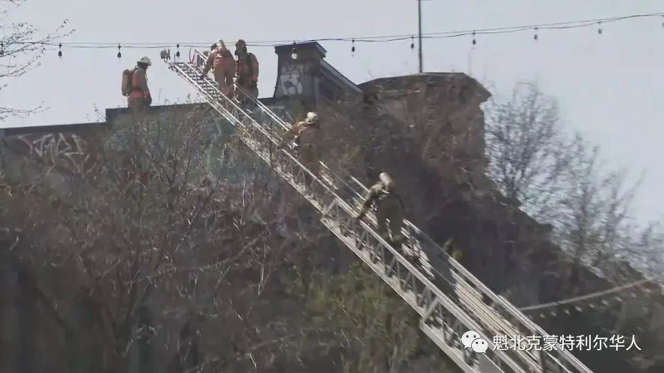 蒙特利尔市内一栋建筑突发大火，100多名消防员出动
