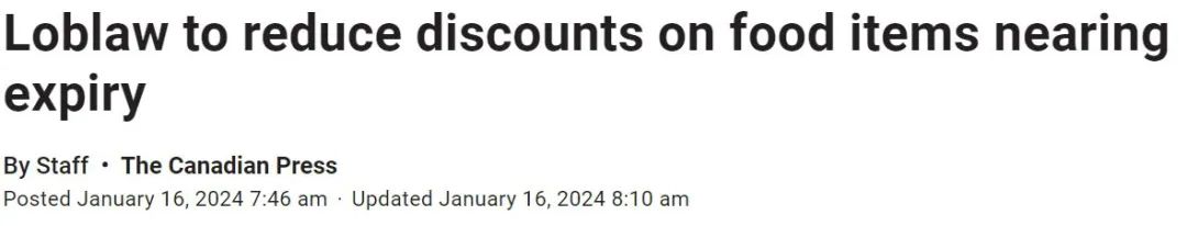 雪上加霜 ！加拿大超市巨头Loblaw 下调这些食品的折扣