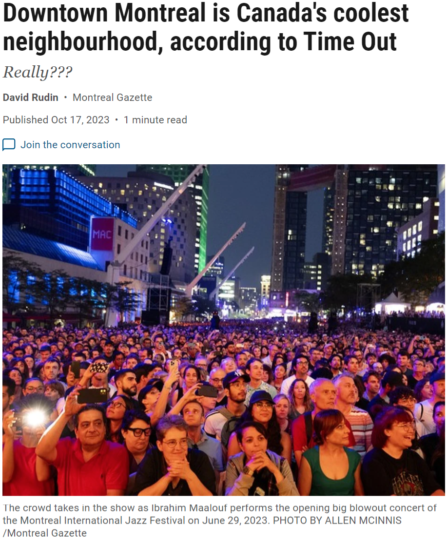 厉害了！蒙特利尔市中心被评为加拿大最酷的社区
