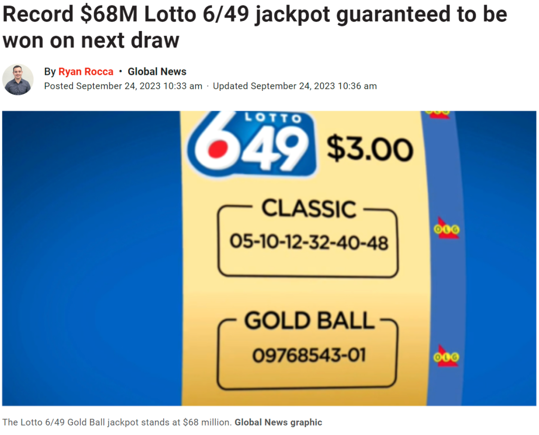 快试试手气！Lotto 6/49 本周将开出史上最高 00万头奖