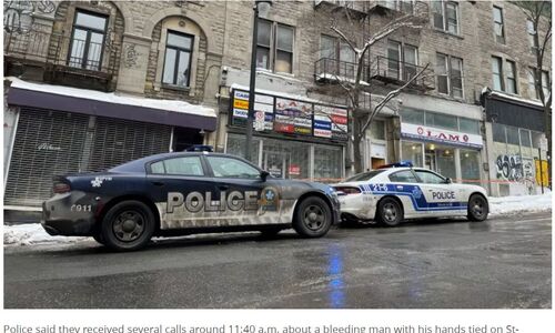 蒙特利尔市中心大街上发现一名双手被绑、受伤流血的男子