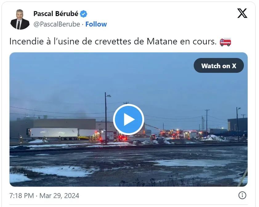 巨大损失！魁省海鲜加工厂突发大火 完全被烧毁