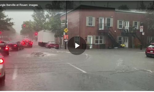 蒙特利尔今天暴雨后 部分地铁和高速路瘫痪 街道地下室被淹... ...