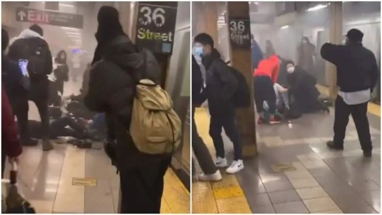纽约地铁内发生大规模枪击事件 至少10人受伤 枪手仍在逃