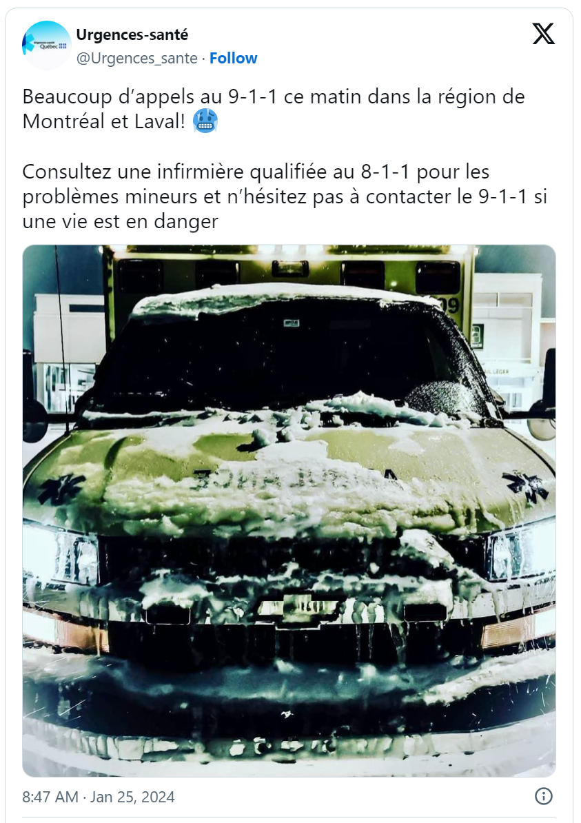 蒙特利尔等魁省多地冻雨 急救中心电话被打爆,新一轮正在路上... ... ...