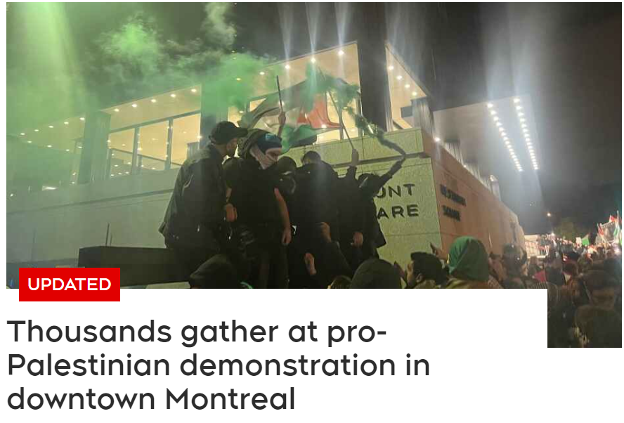 蒙特利尔市中心今晚 被数千名抗议者挤爆...