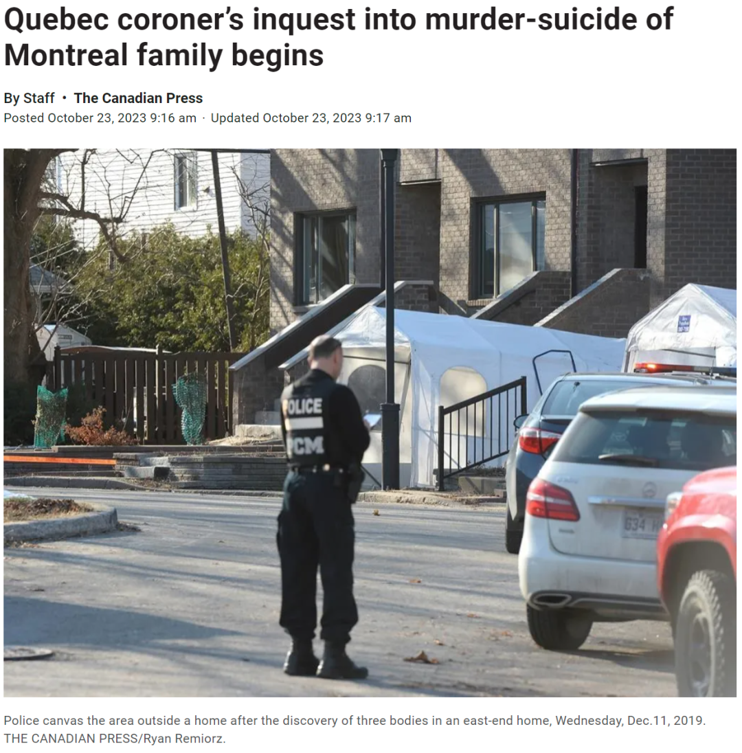 蒙特利尔一家四口死亡案 开始调查