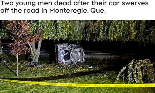 魁省Montérégie两名年轻人 汽车突然偏离道路翻车身亡