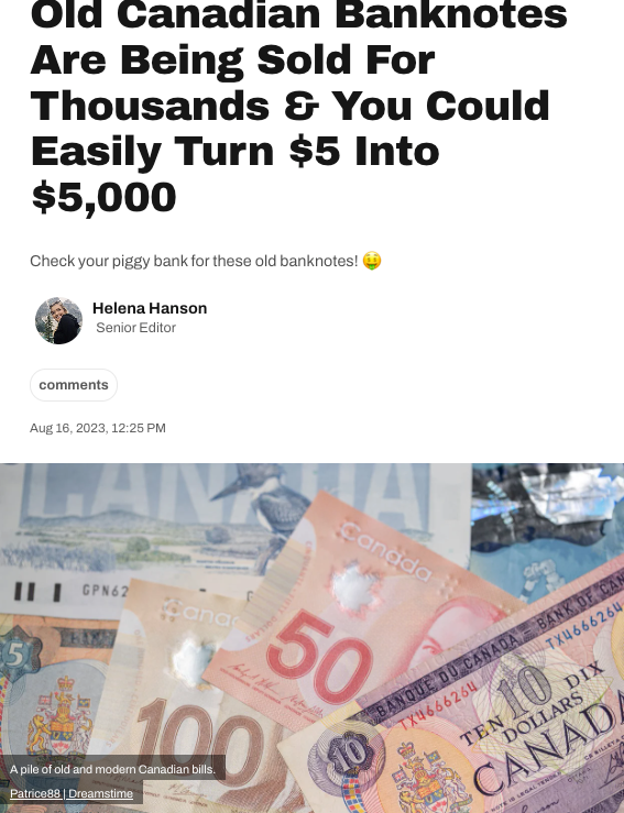 有吗?这些加拿大旧钞翻5000倍
