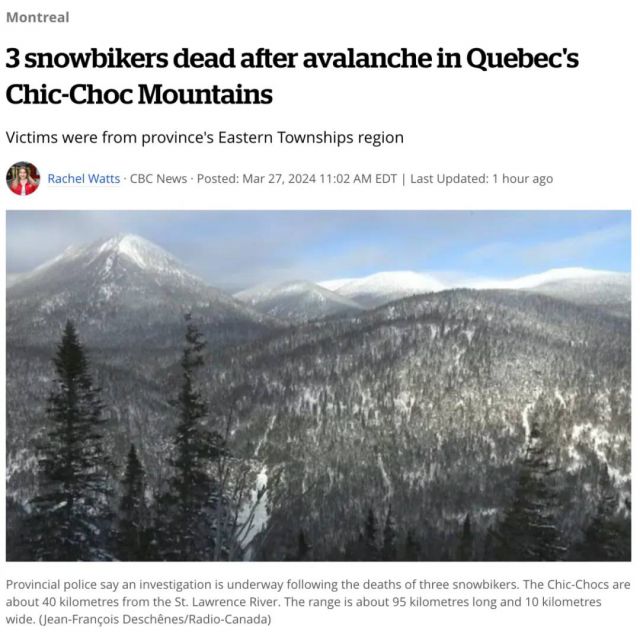 加拿大滑雪度假圣地雪崩 3人被埋遇难